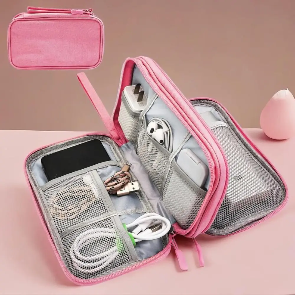 Portable Multi-grids Storage Bag, 1 Set Waterproof Travel Cable Storage Bag, Compact Cable Organizer for Home Office Travel Summer Vacation, Travel Accessories, Travel Organization Pouch, Durable Pouch, Traveling Essentials