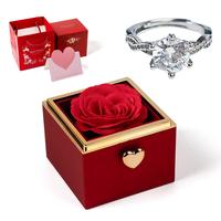 red rose box+ring+gift box+card