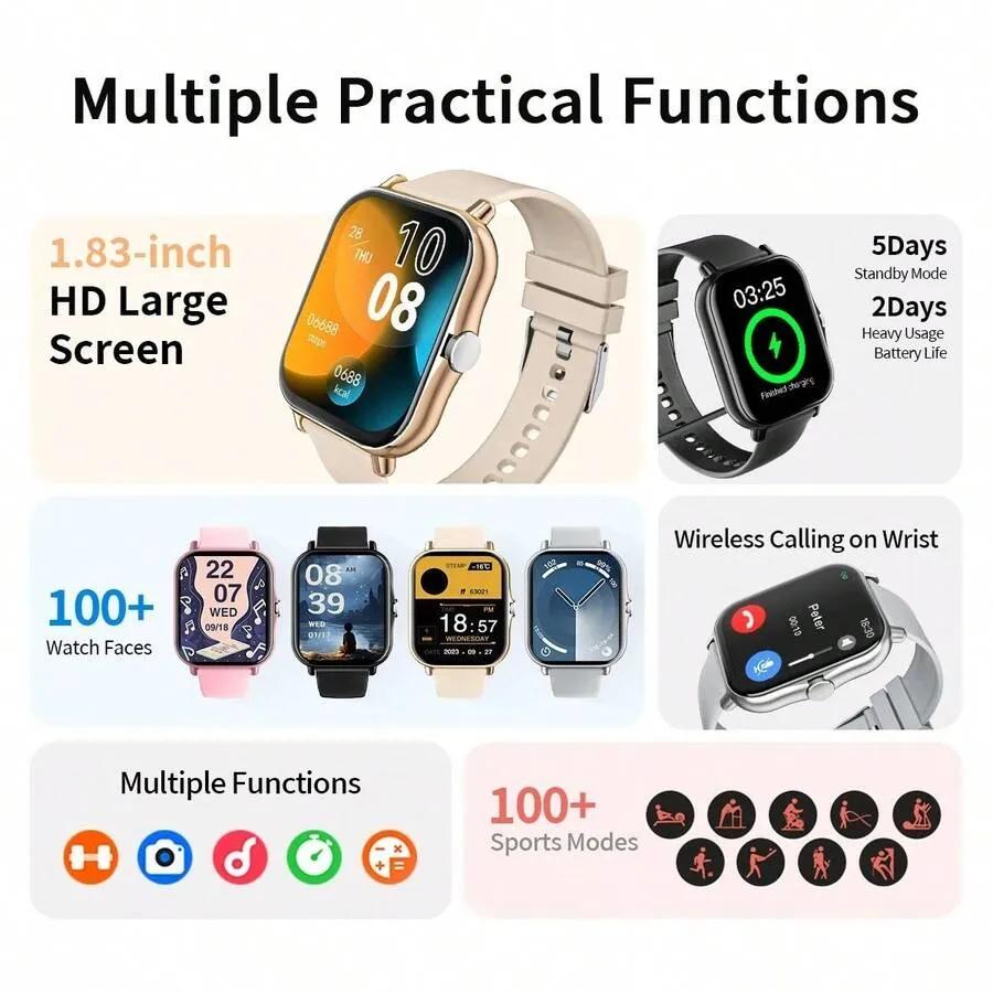 Smart Watch,Multifunctional Sports Smartwatch For Men And Women, With Call & Message Notifications, Customizable Watch Faces, Multiple Sports Modes, Compatible With Android & IOS