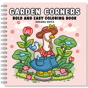 Garden Corners: Bold and Easy Coloring Book for Adults and Teens