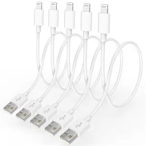 Short iPhone Charger Cord 1ft 5Pack, USB A to Lightning Cable 1 Foot Short iPhone Cable Fast Charging for iPhone 14 13 12 11 Pro Max XR XS 8 7 6 Plus SE, white