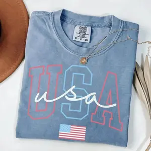 Comfort Colors Patriotic USA T-Shirt, American Flag Graphic Tee, 4th of July Independence Day Shirt, Vintage America Outfit, Unisex Gift for Men and Women - HARSIN