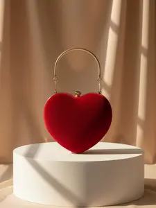 Elegant Velvet Heart-Shaped Evening Bag for Women, Fashionable Party Handbag, Perfect for Weddings, Proms, Birthdays, Valentine's Day