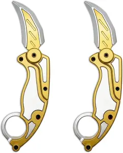 Fidget Gravity Karambit Knife, 2 Pcs 3D Printed Gravity Toys Fake Knife Perfect for Anxiety Stress Relief Autism and ADD (Knifes-white)