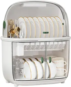 with Lid Cover and Drain Board Kitchen Plate Cup Dish Drying Rack Tray Cutlery Dish Drainer Organiser Insert Installation Mount Rubber