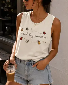 Sad Bug Summer Tank Top, Aesthetic Noah K Inspired Indie Tank Style, Ladybugs Divide Tour Inspired Bug, Nature Graphic Tee