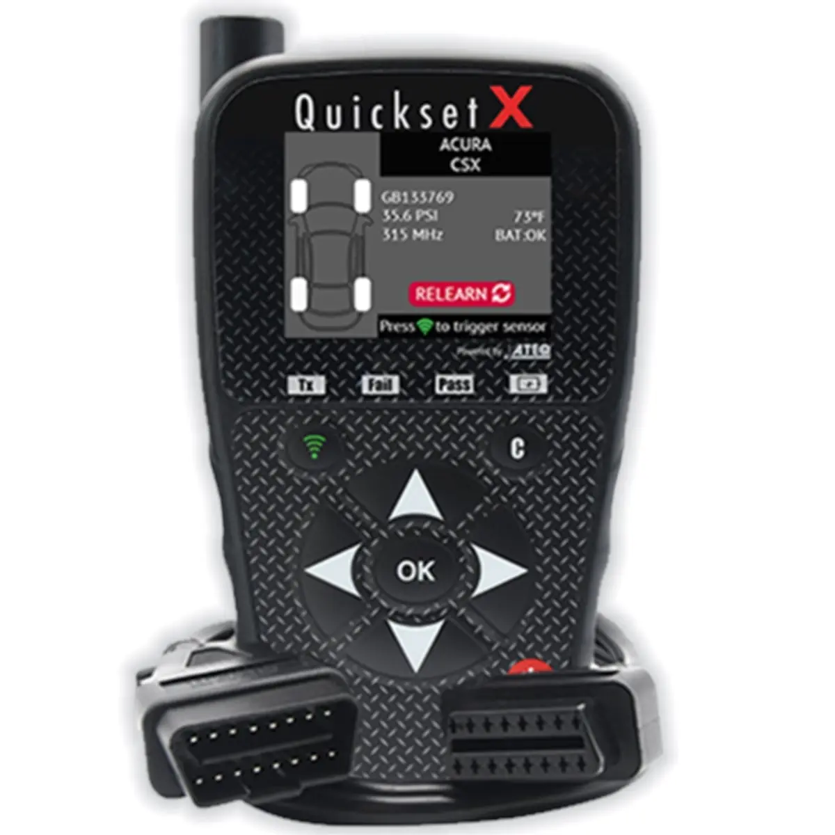 ATEQ Quickset X TPMS Tool - Automotive Car Repair & Inspection Tool with Tire Rotation, OBDII Connector, Relearn, Reset System After New Sensors, PC-Updatable, No External Module Needed