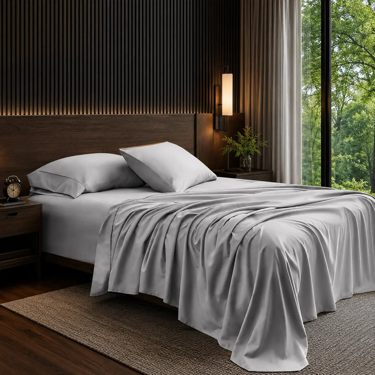 Bepatio Queen Size 4-Piece Cooling Sheet Set - 16" Deep Pockets, Cooling Effect, Comfy Breathable, Easy-Fit, Soft Wrinkle-Free, Oeko-TEX Certified, for Master Room, Summer Gift