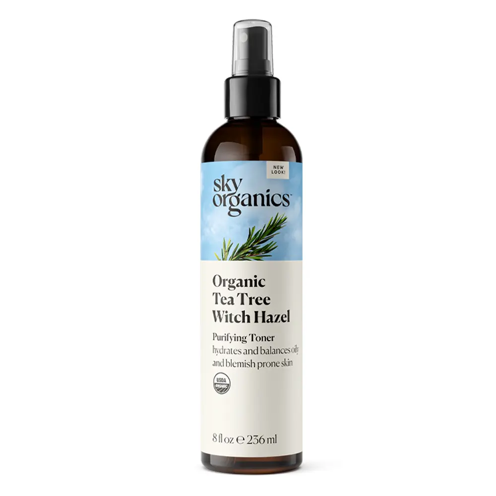 Sky Organics Organic Tea Tree & Witch Hazel for Face, Purifying Facial Toner to Hydrate, Soothe, Cleanse and Balance Blemish-Prone Skin, Helps Minimize the Appearance of Pores, 8 fl . Oz Skincare Skin Repair