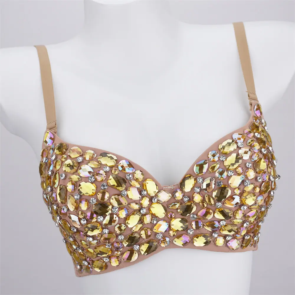 Tube Top Short Handmade Stitched Acrylic Drill Glisten High Quality Corset Bra Blusas Clothing Sling Wedding Party Blind Date Stage Party Shaper Ladies Crop Shirt Spring Summer Rave Outfits Woman Vest Sexy Clothes Tank Tops