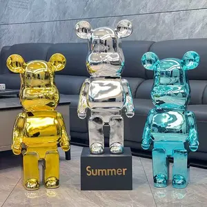 Electroplated bearbrick decor ornaments, shiny metallic surface, ideal display collectibles.