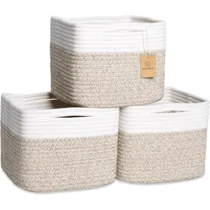 3-Pack Cotton Rope Storage Cubes, 9"*9"*7" Organizer Baskets for Shelves & Nursery