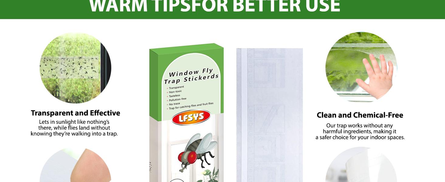 50 Pack Window Fly Trap, Fruit Fly Traps for Indoors, Fly Paper Sticky Strips, Fly Traps for Indoors Clear