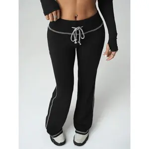 Women's Plain Drawstring Waist Pants, Athleisure Pants, Casual Pants for Daily Wear, Ladies Bottoms for All Seasons