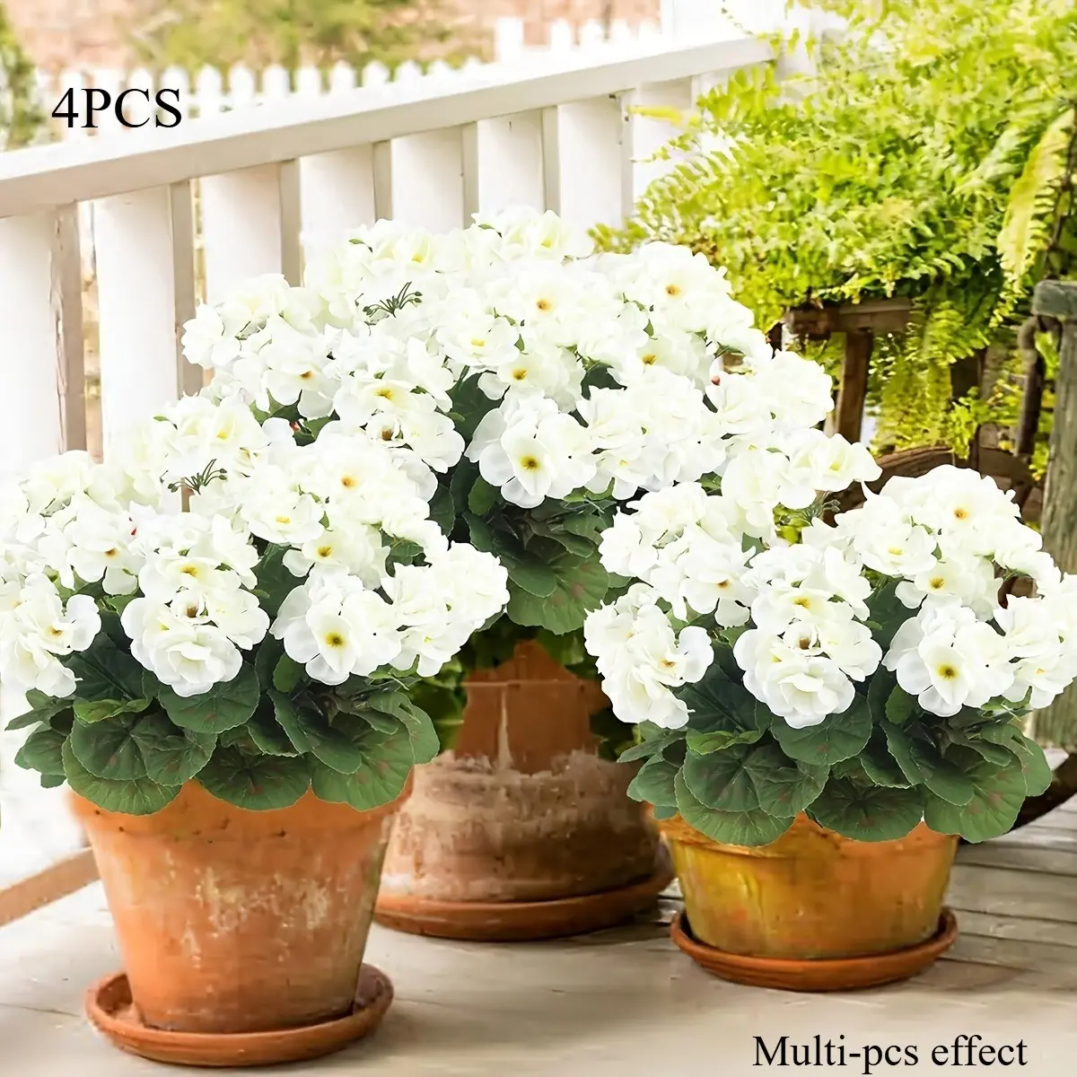 This 4pcs Collection Includes 120 Faux Flowers, Decorative Faux Flower, Such As Begonia, White Geranium, White Lily, Potted Flower, For Decorating Wedding Venues, Gardens, Homes, Table Centerpieces