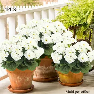 This 4pcs Collection Includes 120 Faux Flowers Such As Begonia, White Geranium, And White Artificial Lily, Perfect for Decorating Wedding Venues, Gardens, Homes, Indoor And Outdoor Spaces, Patio Vases, And Table Centerpieces
