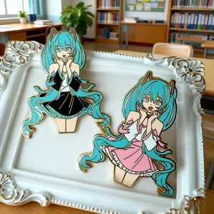 Anime surrounding Hatsune Miku brooch virtual idol first sound metal badge Japanese cute schoolbag accessories