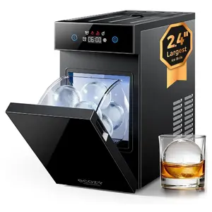 【SummerVibes】ecozy 2.4" Clear Ice Ball Maker Countertop with CrystalFlux Technology, Minimal Footprint Sphere Ice Maker with 8H Timer, 1 pcs in 40 Mins, 32 pcs/Day, Self-Cleaning for Home Bar Whiskey & Bourbon
