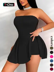 Women's Plain Tube Dress, Backless Fashion Casual Sleeveless Dress for Daily Outdoor Wear, Ladies Dress for Summer, Womenswear, Fit
