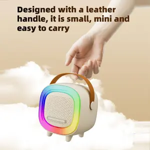 Children Adult Mini Karaoke Machine Speaker, Rechargeable Portable Bluetooth-compatible, 2 Wireless Microphones, Creative Birthday Gift for Kids