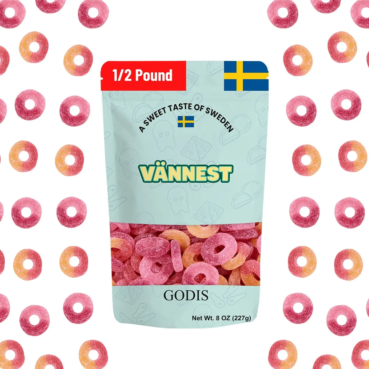 Tutti Frutti Rings – Vegan Fruity Gummy Candy Rings – Soft & Chewy Assorted Fruit Flavors – Imported Swedish Candy