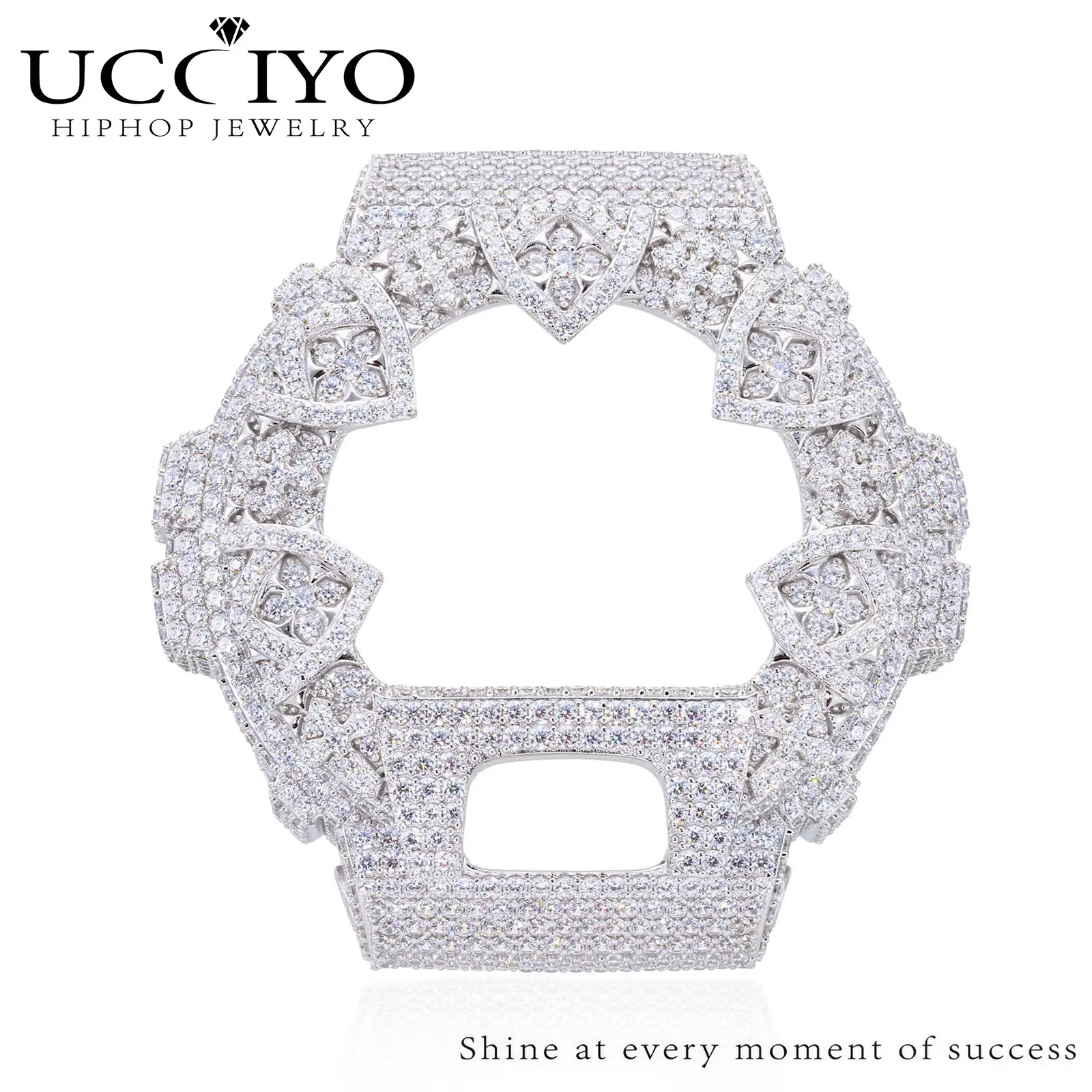 UCCIYO CMW41 Copper VVS1 Iced-Out Moissanite Watch Bezel Case for DW6900, Silver Metal Adult Jewelry Accessory, Formal & Party Gift【#CMW41】, Wedding