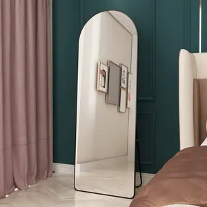 65*23*0.6 Inch Arched Full Length Mirror, Frameless Wall-Mounted Full Body Mirror, Decorative Vanity Mirror for Bedroom Bathroom Entryway Living Room Shop