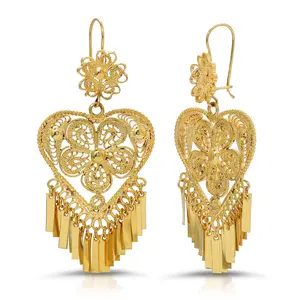 Folklorico Dance Filigree Earrings, Heart Shaped