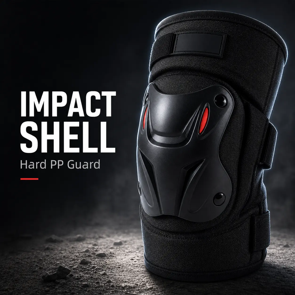 Hard PP Shell Impact Resistant Knee Pads, Adjustable Anti-Slip Protective Knee Guards for Motorcycle, Cycling, Skateboarding & Off-Road Sports