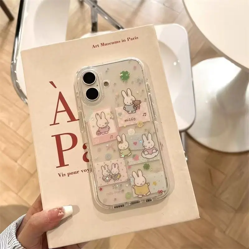 New Cute Cartoon Miffy Rabbit Phone Case for Apple iPhone 17 Pro Max 16 Pro 14 Plus Full Coverage Fun Creative Protective Shell Easy Install Durable Material