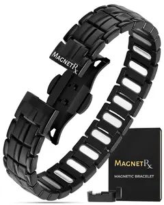 MagnetRX EllipseMAX 5X Strength Magnetic Bracelet for Men - Black, Premium Titanium, 5000+ Gauss, Hypoallergenic, Gift Box Included