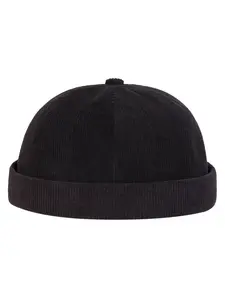 Unisex Pure Color Corduroy Turban Hat, Outdoor Sun Protection Adjustable Cap, Travel Beach Vacation, Casual Fitted Plaid Design, All Seasons Wear
