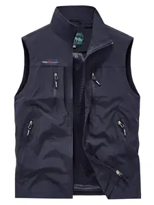 Men's Multi-Pocket Outdoor Casual Vest, Lightweight Workwear Back Vest, Fishing Travel Hiking Cycling Storage Jacket, Gilet