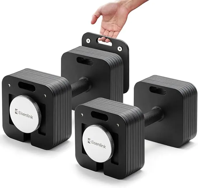 Unisex Cast Iron Adjustable Dumbbell Set, 10-50/80lb with 5lb Increments, Quick-Lock Square Dumbbells for Home Gym Weightlifting & Weight Lifting Workouts (50/80lb×2)