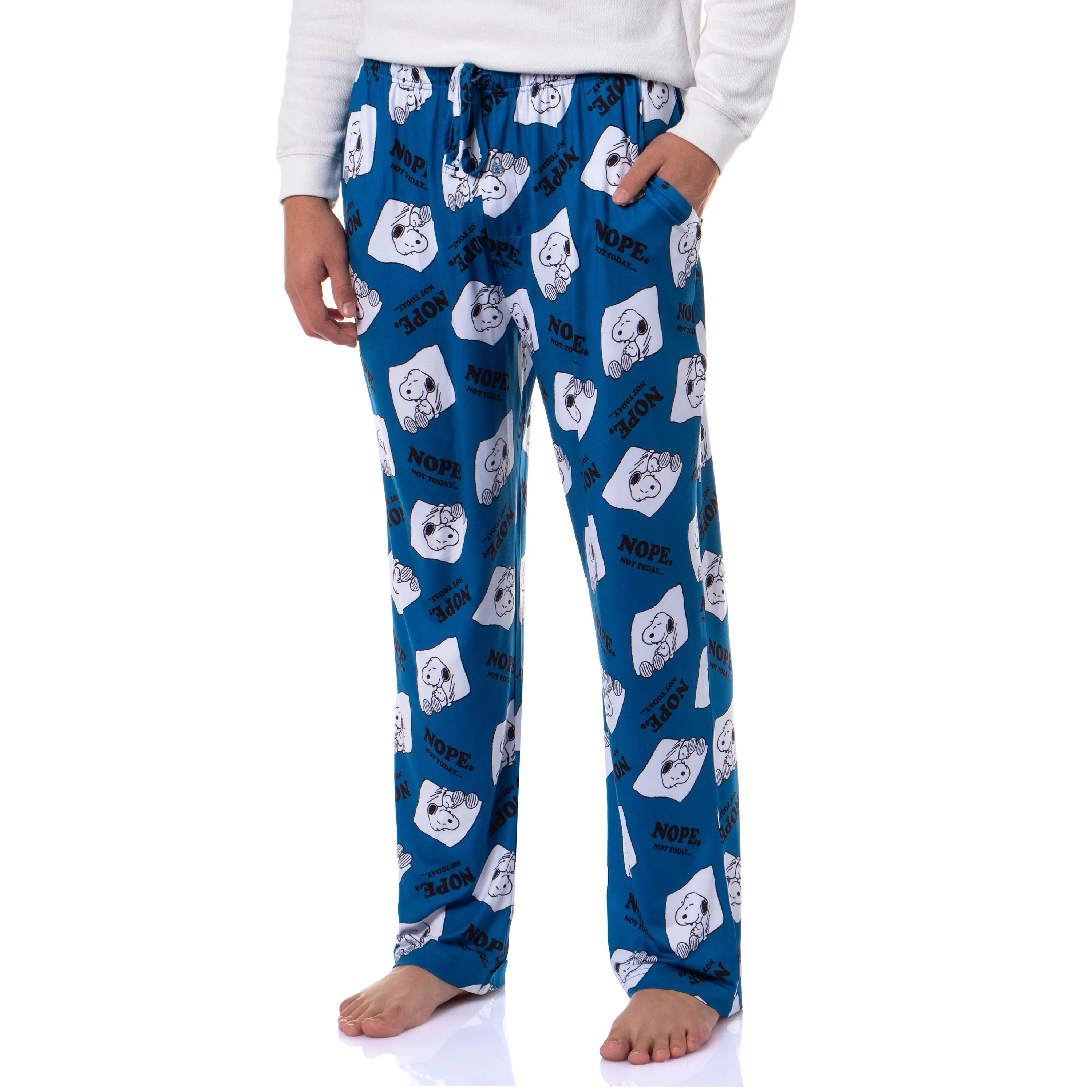 Peanuts Adult Snoopy Nope Not Today Tossed Print Sleep Pajama Pants For Men Women