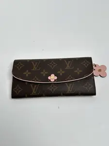 Pre-owned Louis Vuitton Canvas Long Wallet Monogram Emilie Long Envelope Wallet Rose Ballerine Flower JD330LV