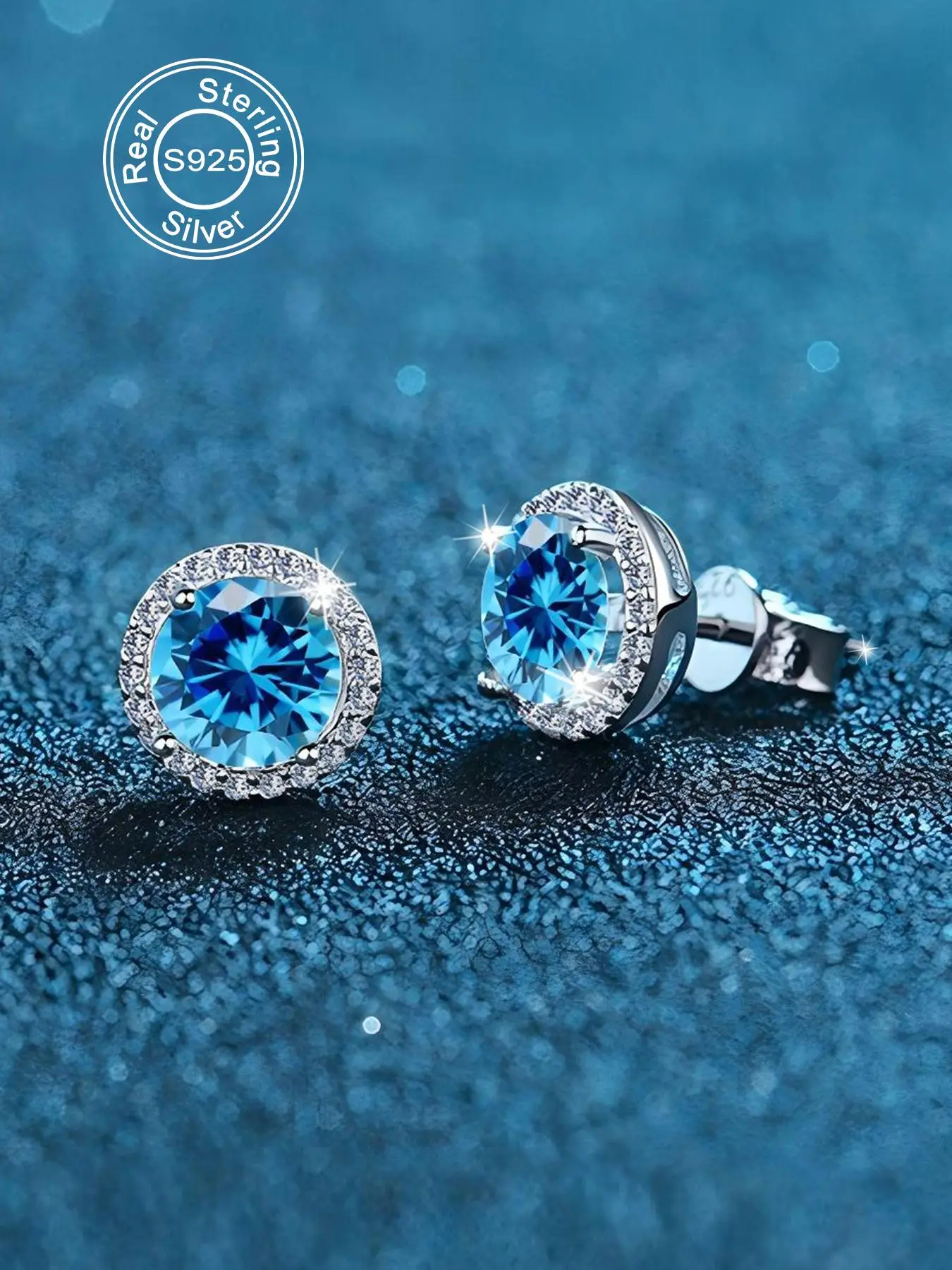 S925 Sterling Silver Synthetic Moissanite Earrings, Round Shaped Earrings for Women & Men, Trendy All-match & Exquisite Jewelry for Birthday Gift