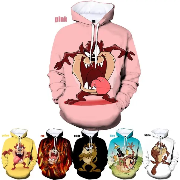New Bugs Bunny Looney Tunes 3D Printed Hoodie Winter Funny Cartoon Tasmanian Devil Taz Long Sleeve