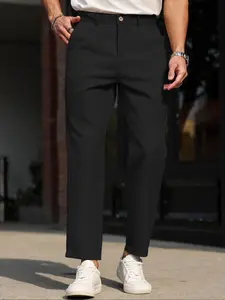 1PCS Mens Slim-Fit Pocket Casual Suit Pants Multi-Color Plain Design  All Season WearablePerfect for Daily Use & Office