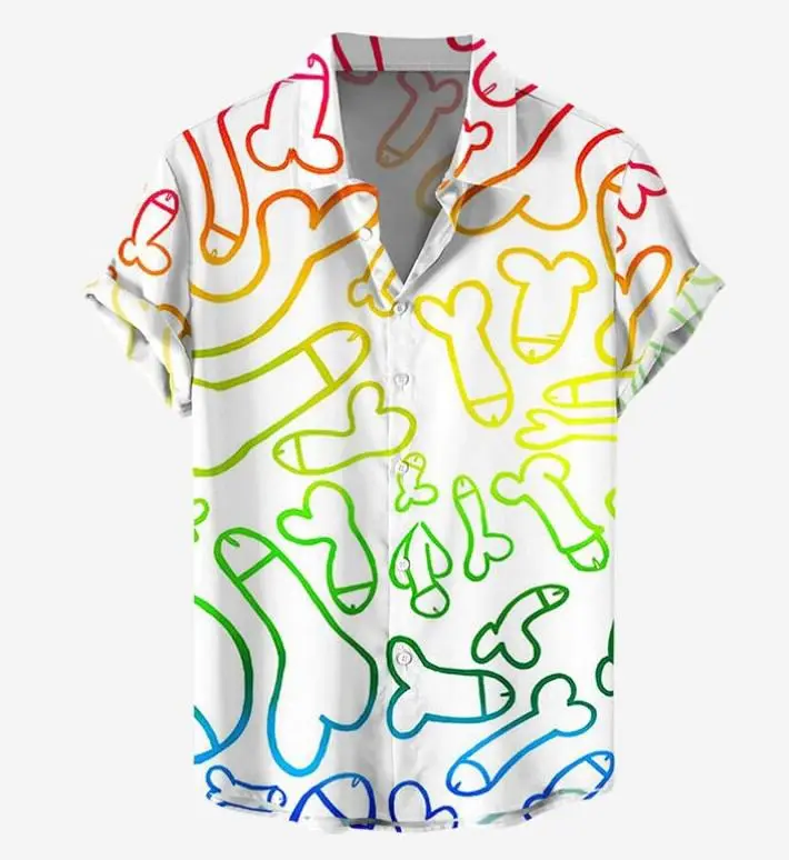 Helloice Men’s Hawaiian Shirts Funny Print Shirts