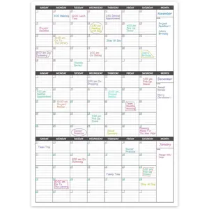 Large Dry Erase Calendar for Wall - 3 Month Vertical Wall Calendar, Blank  Monthly Quarterly Planner Undated, 27.8"x41" Whiteboard Calendar, Office, Classroom