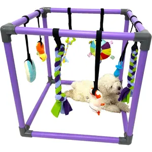 Puppy Play Gym for Small Dogs with 8  Toys, Jungle Playground with Interactive Funny Enrichment Toys to Keep Them Busy