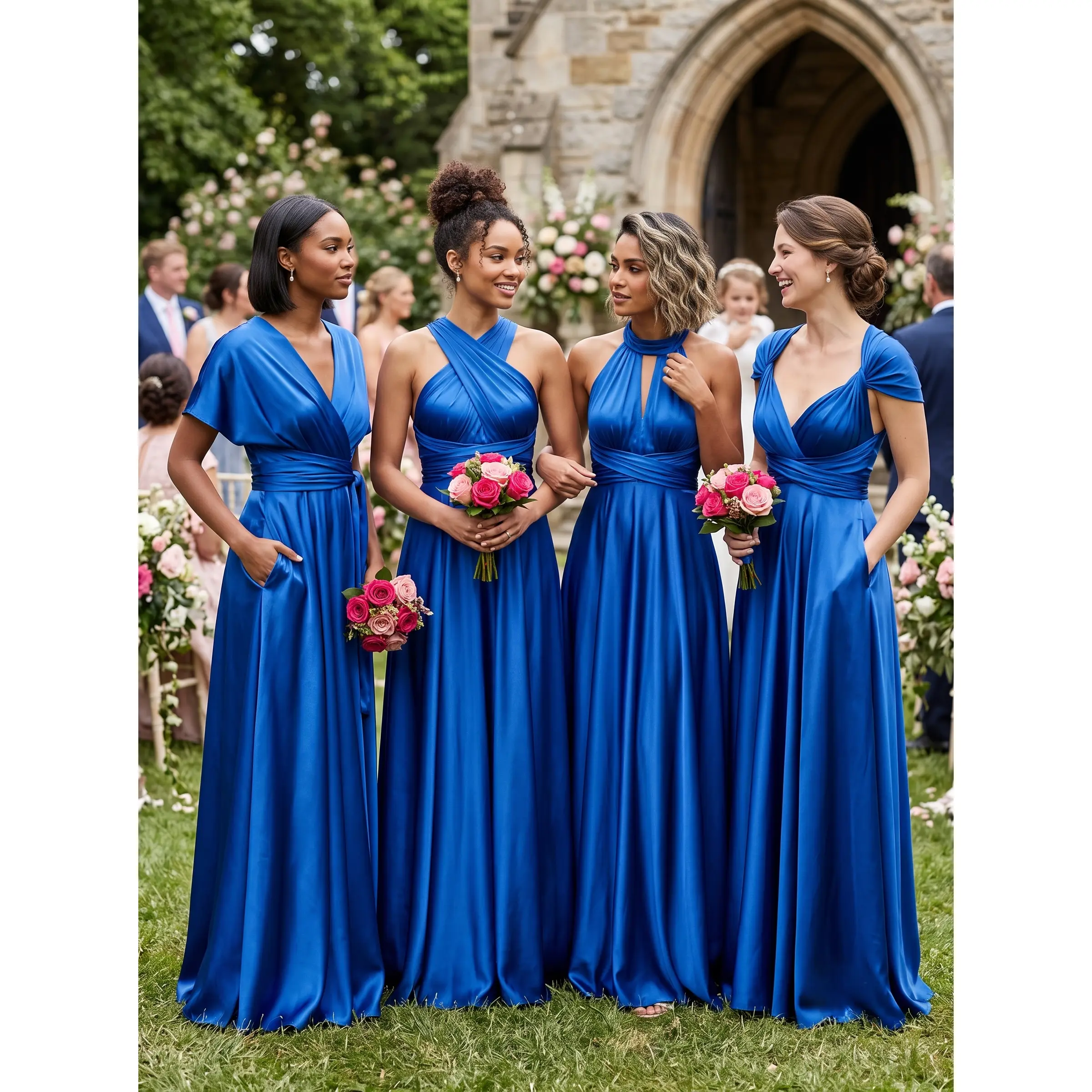 Women's Multiway Convertible Maxi Dress – Satin Infinity Long Sleeveless Bridesmaid Dress for Wedding Guest, Formal Evening Gown, Casual Party Dress, Maternity Friendly, Flattering Fit for All Body Types Royal Blue