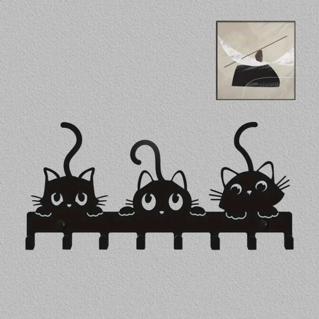 Cute Cat Key Holder Wall Mounted Halloween Decor Key Rack Hooks for Home Entryway Organization Storage