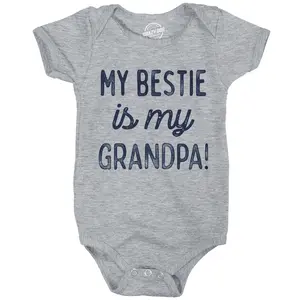 My Bestie Is My Grandpa Baby Bodysuit Funny Sarcastic Graphic Novelty Jumper For Infants Funny Baby Onesies Funny Grandpa Onesie Novelty Onesie Light Grey