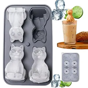 3D Cat Ice Cube Tray,Food-Safe Silicone Ice Mold,Cute Kitchen Gadget,Easy Release,Great for Cocktails,Homemade Chocolate & Jelly