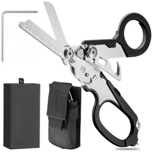 6-in-1 trauma shears, Foldable Trauma Scissors, Emergency,sports equipment, Car seat belt, Oxygen Cylinder Wrench,Comes with EDC (black)