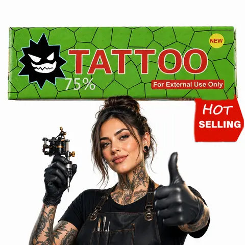 75% Strength Unscented Green International Tattoo Aftercare Cream - 10ml Strip Packaging, Lightweight, External Use Only, Fresh Feel, Soothing, Relaxing, Comfortable Texture, Suitable for All Skin Types (Includes Ingredients & Preparation Notes)