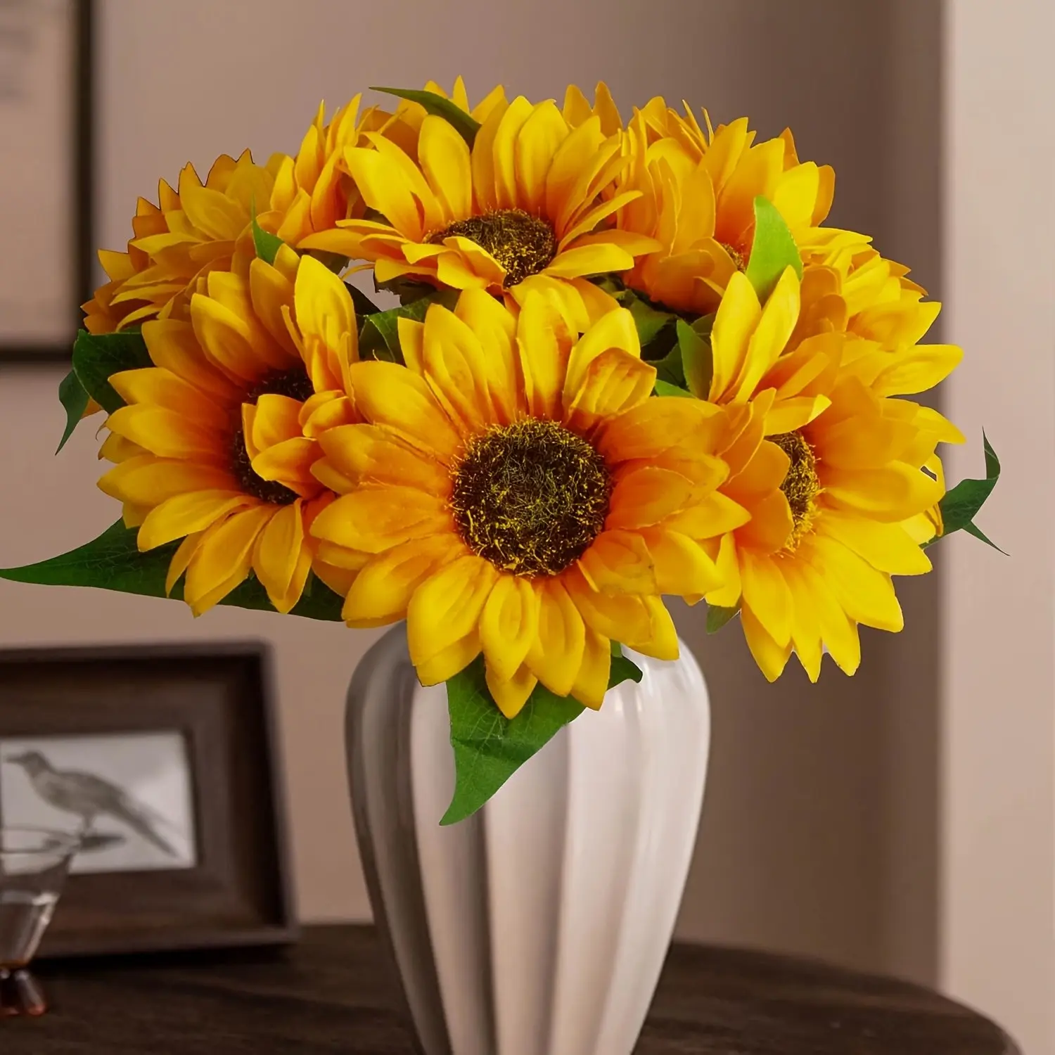 3-Pack Artificial Sunflowers, Large Single Stem Silk Sunflowers, Ideal for DIY Crafts, Weddings, Birthdays, Outdoor, Office, Home Decor