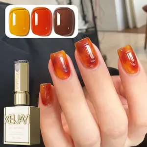 3PCS*15ML Amber 3-Color Set---Ultra-Bright Amber 3-Color Gel Nail Polish Kit Can Be Used for Gradient Painting Designs Spring Trendy Fashion LED Nail Gel Shiny Glossy and Firm Women'S Nail Art Tool Shiny and Pure Color Nail Manicure Cutics